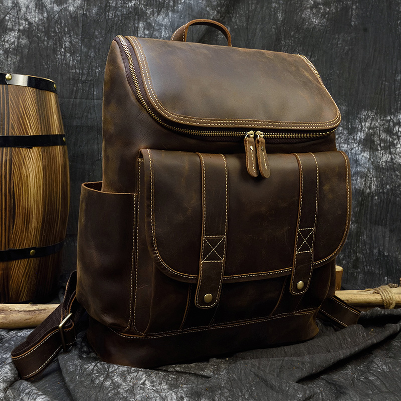 Laptop Bag Leather 15 - Ransel Kulit Vintage Kapasitas Besar Ransel