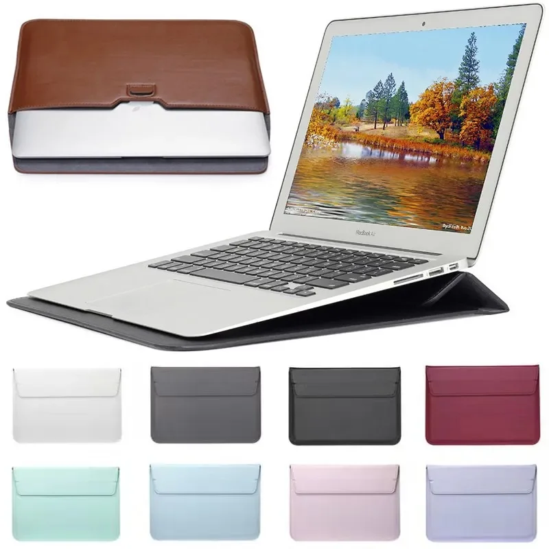 Laptop Bag Leather 15 - Kulit PU dengan Dudukan Tas Penutup