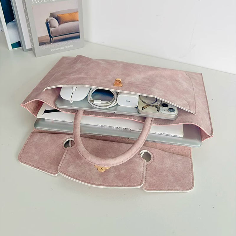 Tas Laptop Tote Kulit PU Pink  - Laptop Bag Leather 15 ulasan dan harga