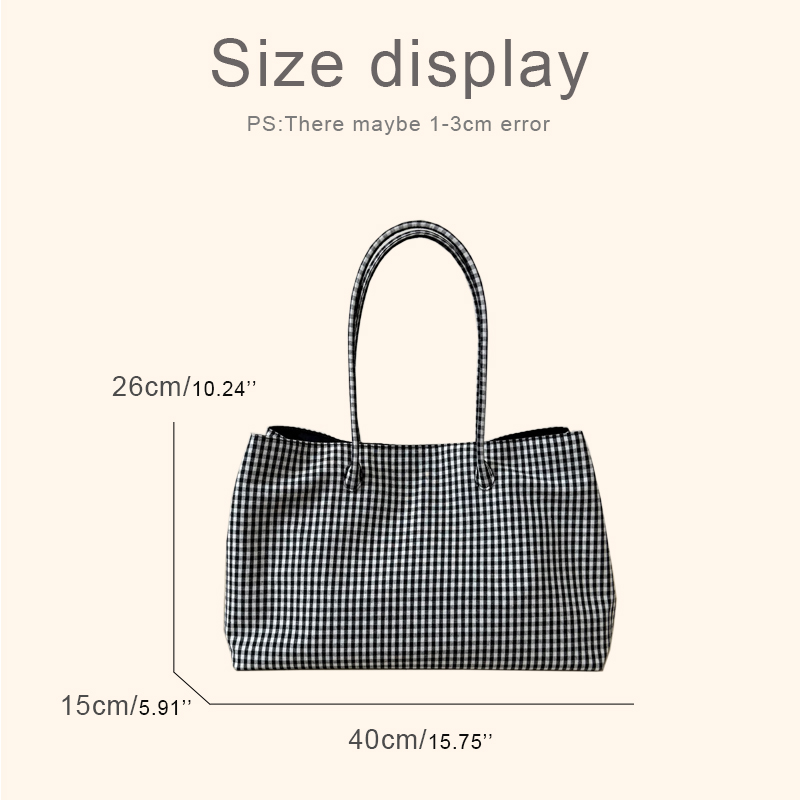 Tas Tote Kasual Motif Kotak-ko - Luxury Bags Of 2026 ulasan dan harga
